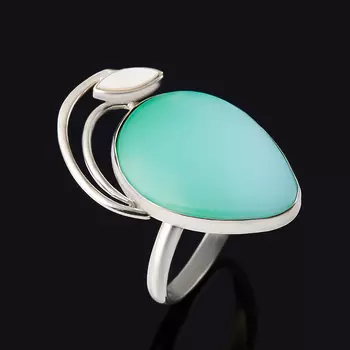 Кольцо хризопраз (дублет) (нейзильбер) размер 18,5