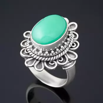 Кольцо хризопраз (серебро 925 пр. оксидир.) размер 18