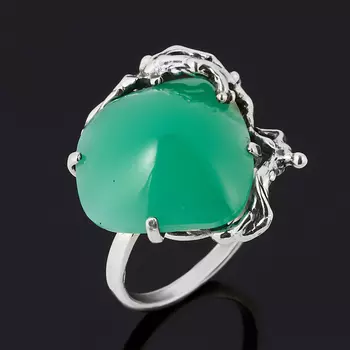 Кольцо хризопраз (серебро 925 пр. оксидир.) размер 18