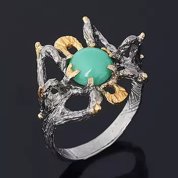 Кольцо хризопраз (серебро 925 пр. позолота, родир. сер.) размер 19