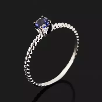 Кольцо иолит (кордиерит) (серебро 925 пр. родир. бел., родир. черн.) огранка размер 17,5