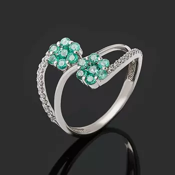 Кольцо изумруд огранка (серебро 925 пр.) размер 16,5