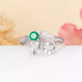 Кольцо изумруд огранка (серебро 925 пр.) размер 18,5