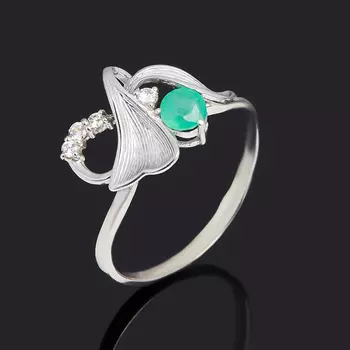 Кольцо изумруд огранка (серебро 925 пр.) размер 17,5