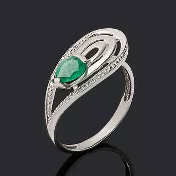 Кольцо изумруд огранка (серебро 925 пр.) размер 18