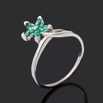 Кольцо изумруд огранка (серебро 925 пр.) размер 18