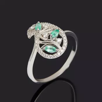 Кольцо изумруд огранка (серебро 925 пр.) размер 17,5