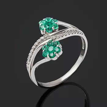 Кольцо изумруд огранка (серебро 925 пр.) размер 18,5