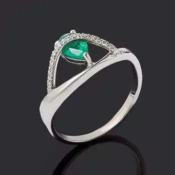 Кольцо изумруд огранка (серебро 925 пр.) размер 18