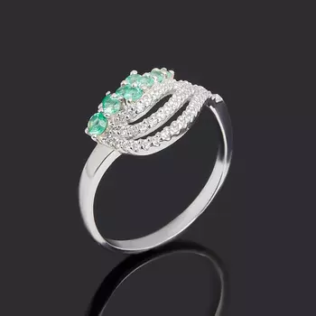 Кольцо изумруд огранка (серебро 925 пр.) размер 18,5