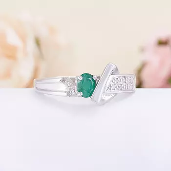 Кольцо изумруд огранка (серебро 925 пр.) размер 17,5