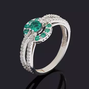 Кольцо изумруд огранка (серебро 925 пр.) размер 18