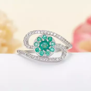 Кольцо изумруд огранка (серебро 925 пр.) размер 17,5