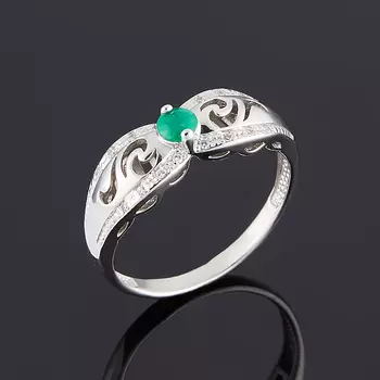 Кольцо изумруд огранка (серебро 925 пр.) размер 17