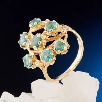 Кольцо изумруд огранка (золото 585 пр.) размер 16