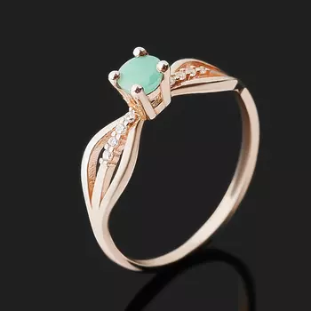 Кольцо изумруд (серебро 925 пр. позолота) огранка размер 18