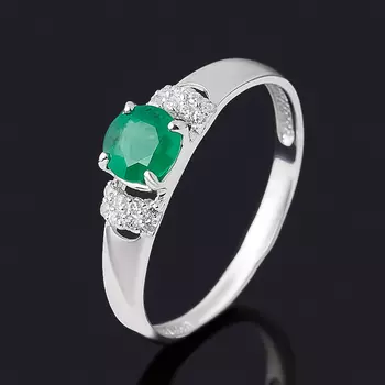 Кольцо изумруд (серебро 925 пр. родир. бел.) огранка размер 17