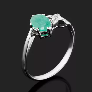 Кольцо изумруд (серебро 925 пр. родир. бел.) огранка размер 17,5