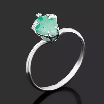 Кольцо изумруд (серебро 925 пр. родир. бел.) огранка размер 17,5
