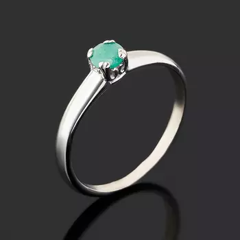 Кольцо изумруд (серебро 925 пр. родир. бел.) огранка размер 17