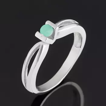 Кольцо изумруд (серебро 925 пр. родир. бел.) огранка размер 18