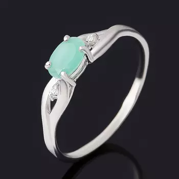 Кольцо изумруд (серебро 925 пр. родир. бел.) огранка размер 18,5