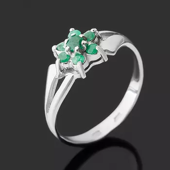 Кольцо изумруд (серебро 925 пр. родир. бел.) огранка размер 18,5