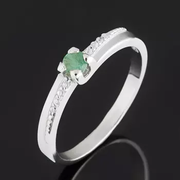Кольцо изумруд (серебро 925 пр. родир. бел.) огранка размер 18