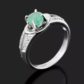 Кольцо изумруд (серебро 925 пр. родир. бел.) огранка размер 18