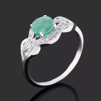 Кольцо изумруд (серебро 925 пр. родир. бел.) огранка размер 18