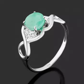 Кольцо изумруд (серебро 925 пр. родир. бел.) огранка размер 18