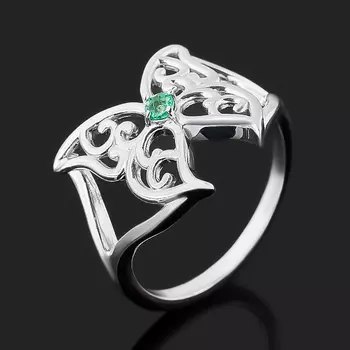 Кольцо изумруд (серебро 925 пр. родир. бел.) огранка размер 18