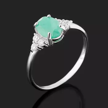 Кольцо изумруд (серебро 925 пр. родир. бел.) огранка размер 18