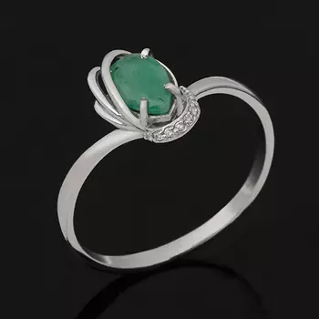 Кольцо изумруд (серебро 925 пр. родир. бел.) огранка размер 18