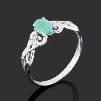 Кольцо изумруд (серебро 925 пр. родир. бел.) огранка размер 18