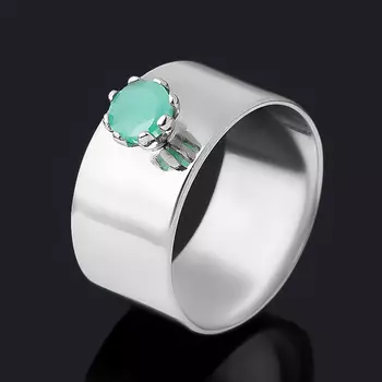 Кольцо изумруд (серебро 925 пр. родир. бел.) огранка размер 19