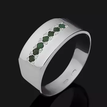 Кольцо изумруд (серебро 925 пр. родир. бел.) огранка размер 20