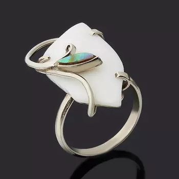 Кольцо кахолонг (дублет) (нейзильбер) размер 17