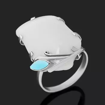 Кольцо кахолонг (нейзильбер) размер 18