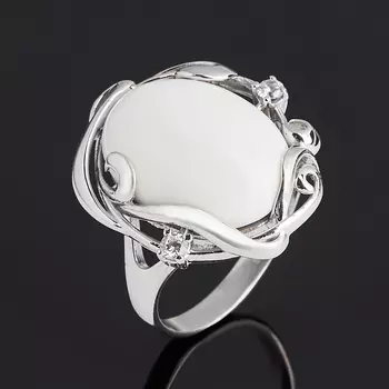 Кольцо кахолонг (серебро 925 пр. родир. бел.) размер 18,5