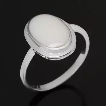 Кольцо кахолонг (серебро 925 пр. родир. бел.) размер 17,5