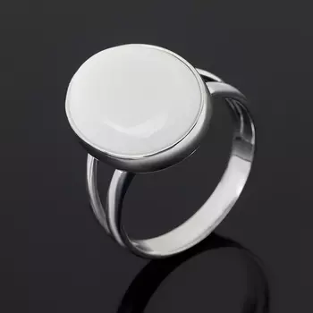 Кольцо кахолонг (серебро 925 пр. родир. бел.) размер 17