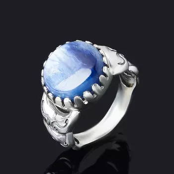 Кольцо кианит синий (серебро 925 пр. оксидир.) размер 17