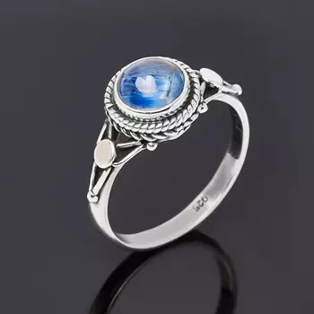 Кольцо кианит синий (серебро 925 пр. оксидир.) размер 18