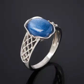 Кольцо кианит синий (серебро 925 пр. родир. бел.) размер 18