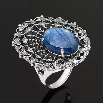 Кольцо кианит синий (серебро 925 пр. оксидир.) размер 19,5