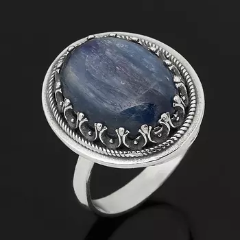 Кольцо кианит синий (серебро 925 пр. оксидир.) размер 17,5