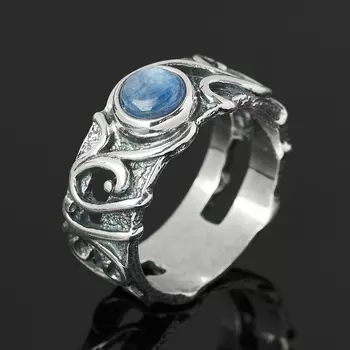 Кольцо кианит синий (серебро 925 пр. оксидир.) размер 17,5