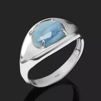 Кольцо кианит синий (серебро 925 пр. родир. бел.) размер 18