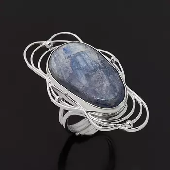 Кольцо кианит синий (серебро 925 пр. родир. бел.) (регулируемый) размер 17,5